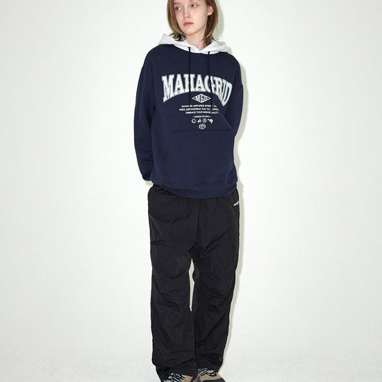Mahagrid Basic Color Block Hoodie Navy