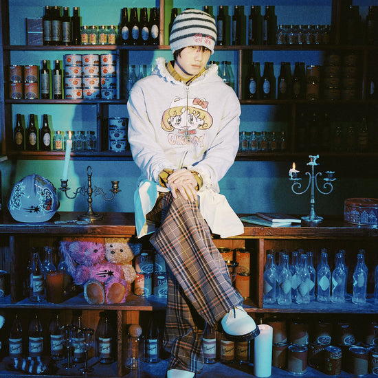 Nice Ghost Club Soul Pussy Cat Ghost Soul Girl Cat Hoodie Zip Up Grey