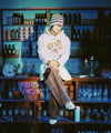 Nice Ghost Club Soul Pussy Cat Ghost Soul Girl Cat Hoodie Zip Up Grey