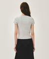 Marithé François Girbaud W RIB POINT TEE light heather gray