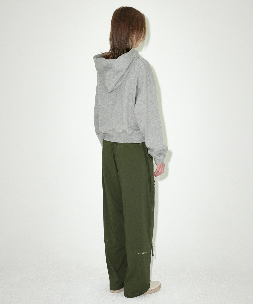 Mahagrid MHGRD APPLIQUE CROP HOODIE [GREY]