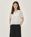 Marithé François Girbaud W PIN TUCK SAILOR HALF SLEEVE SHIRT white
