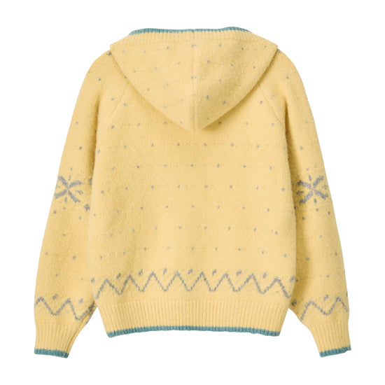 Bitter Cells Snowy Hood Cardigan-Butter
