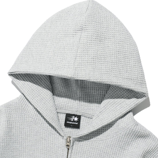 Nice Ghost Club Skull Ribbon Waffle Hoodie Zip Up [Grey]
