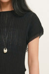 General Idea WOMAN Pleated Half Neck Knit Top