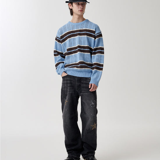 Mahagrid Star Flared Denim Pants [Black]