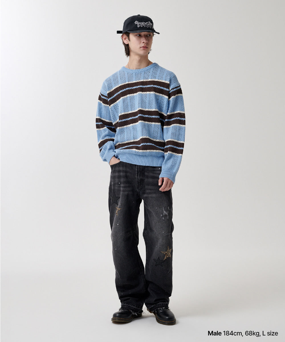Mahagrid Star Flared Denim Pants [Black]