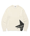 Cavish Women's Damaged Star Knit Crewneck in Ivory