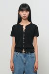 General Idea WOMAN Punching Scallop Half Cardigan