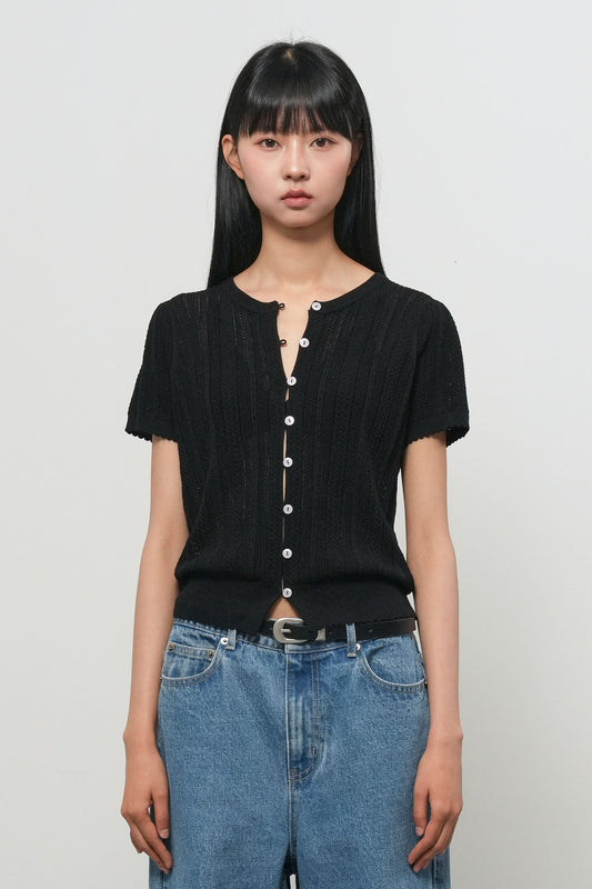 General Idea WOMAN Punching Scallop Half Cardigan