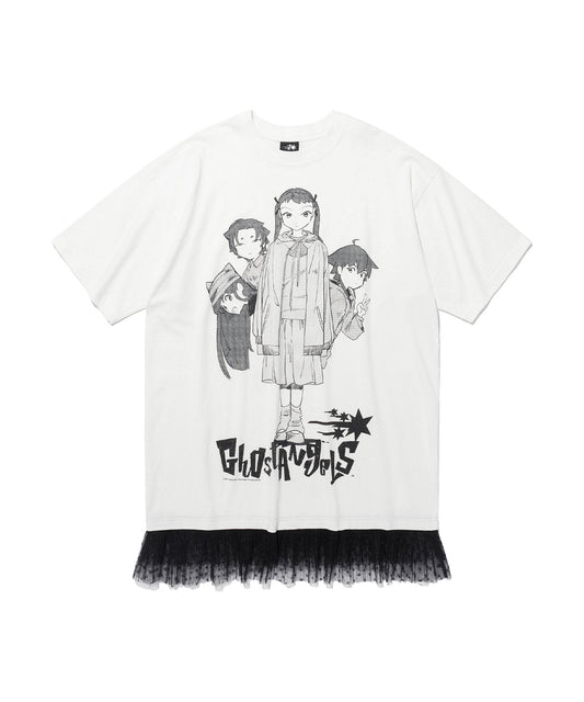 Nice Ghost Club Ghost Angels Lace Hem Line Big Big Tee [White]