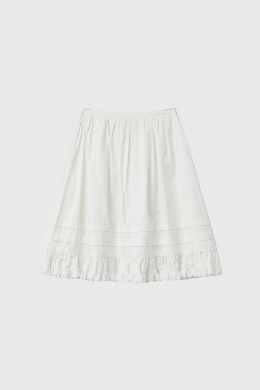 General Idea LUPITA PICK Woman Lace Flare Midi Skirt White
