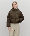 Marithé François Girbaud W Regular Logo Hooded Crop Down Jacket Black