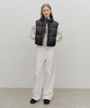 Marithé François Girbaud W Circle Logo Crop Hooded Down Vest Mint Gray