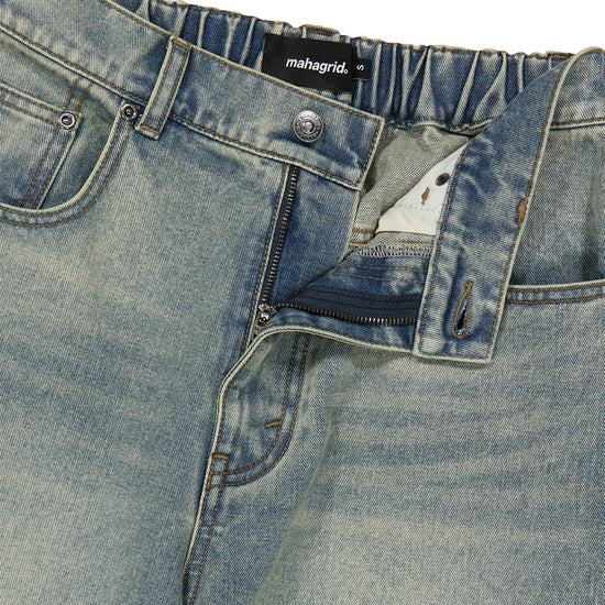 Mahagrid Solar Embroidery Denim Pants [Blue]