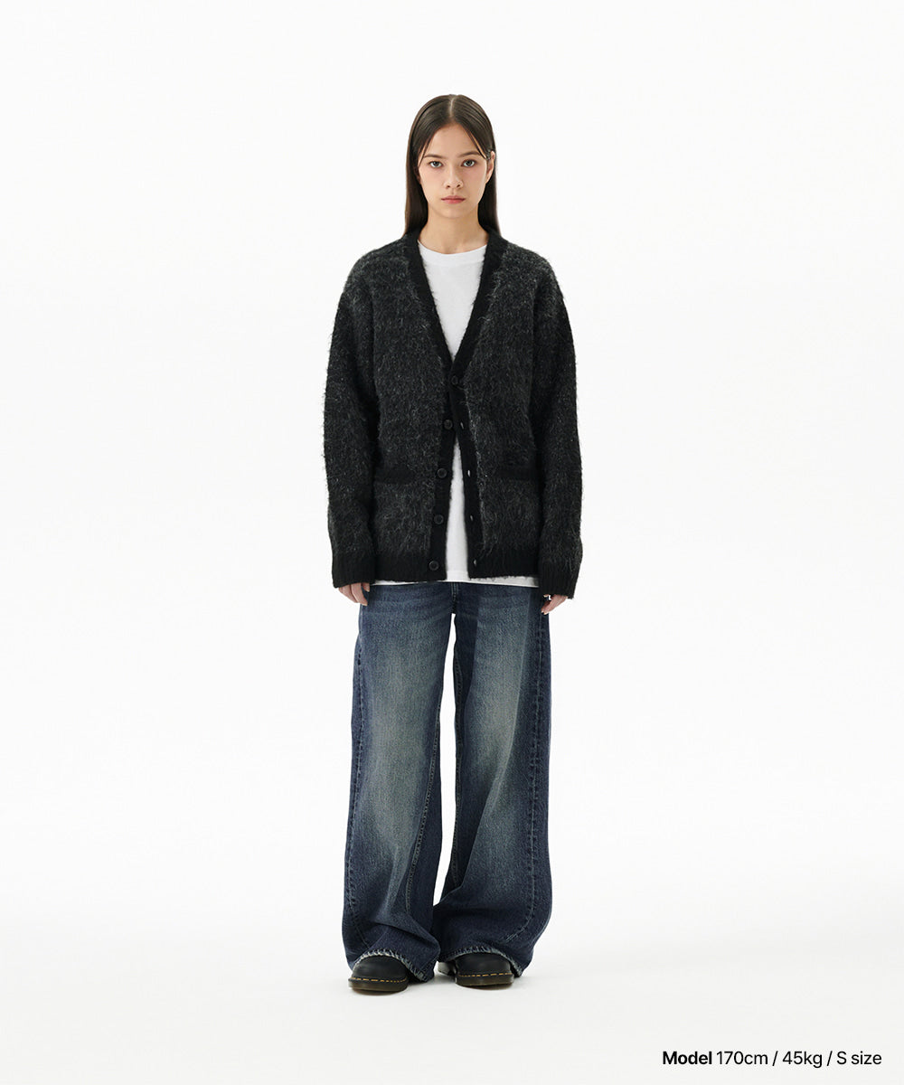 Mahagrid Mixed Hairy Knit Cardigan