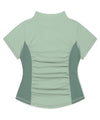Mahagrid Shirring Half Zip-Up Jersey Tee