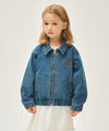 Marithé François Girbaud Kids Classic Logo Denim Zip-Up Jacket Dark Blue