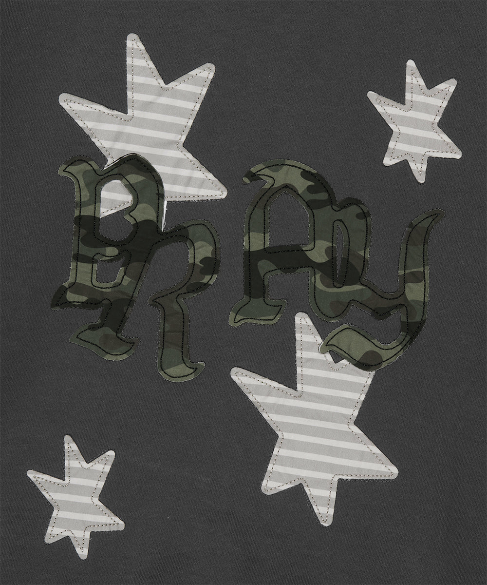 Mahagrid PRAY APPLIQUE CROP ZIP UP HOODIE