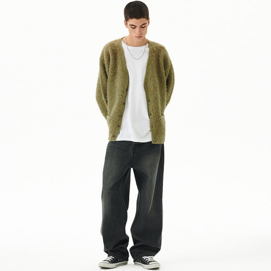 Mahagrid Mixed Hairy Knit Cardigan