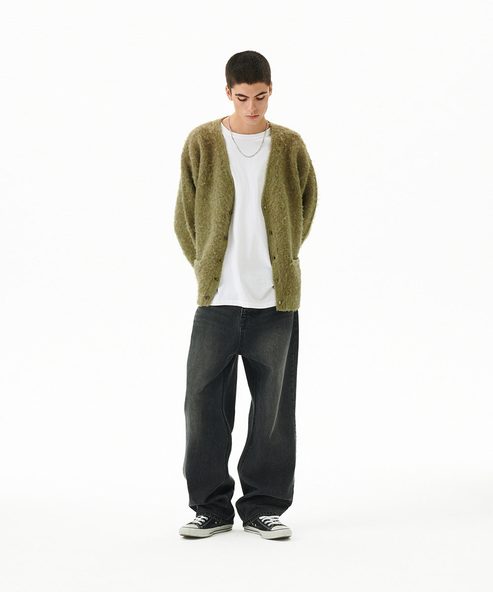 Mahagrid Mixed Hairy Knit Cardigan