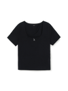 MLB Women's Basic Lace Square Neck Slim Semi Crop T-shirts
