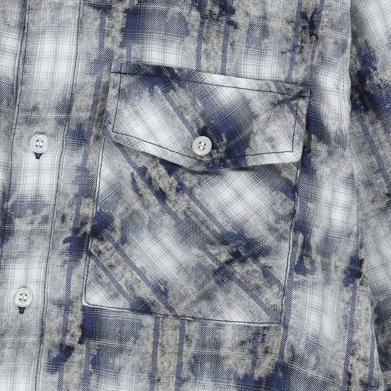 Mahagrid Bleached Raw-Cut Check Shirt