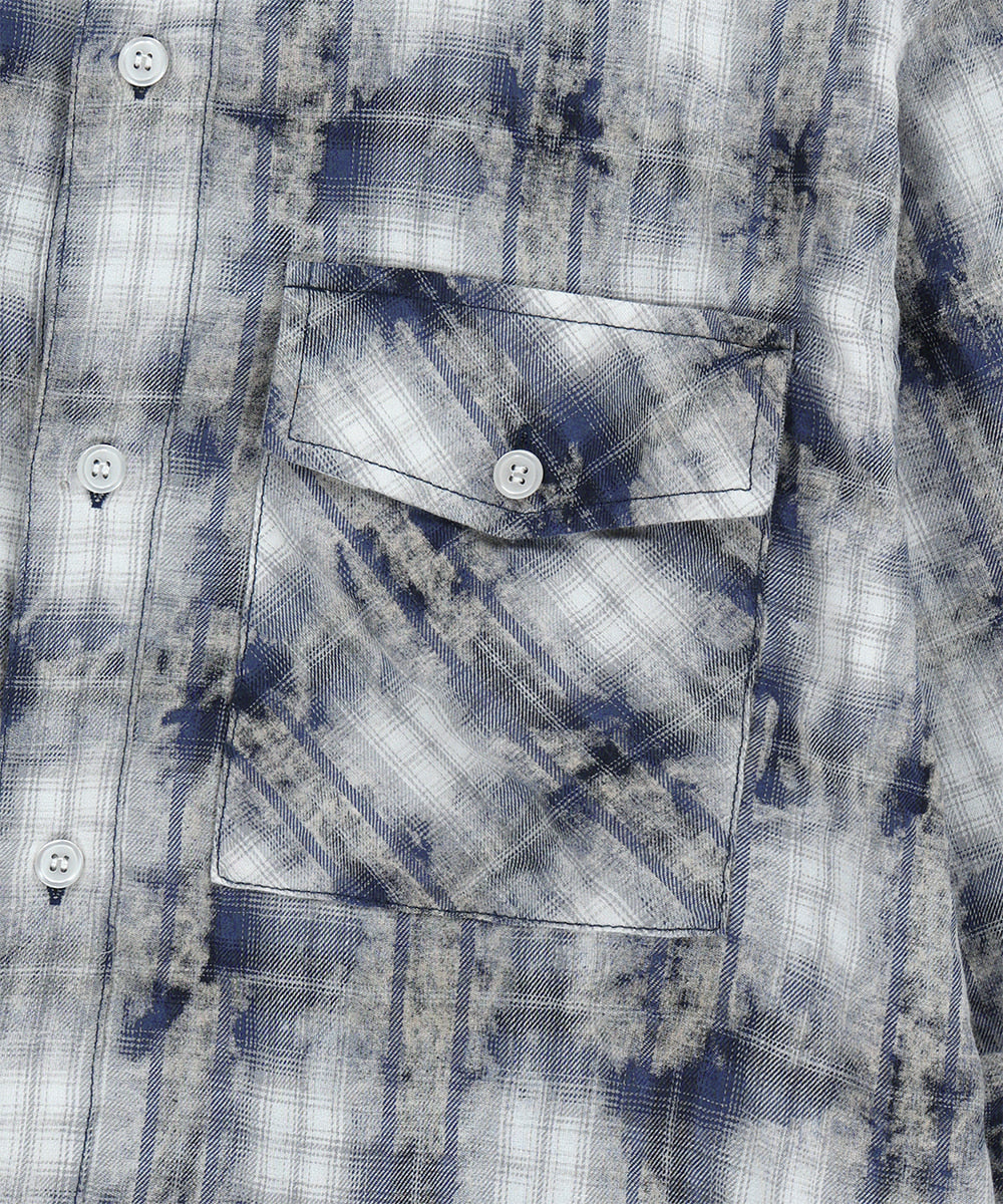 Mahagrid Bleached Raw-Cut Check Shirt