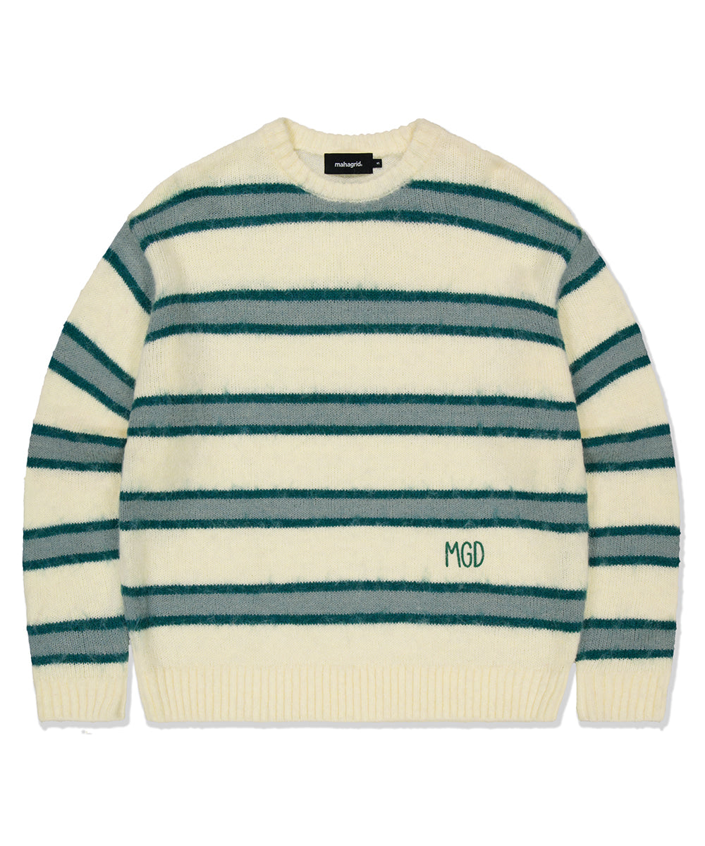 Mahagrid Hairy Stripe Knit Sweater