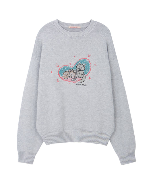 Bitter Cells Kittens Sweater - Grey