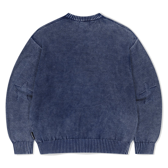 Mahagrid Pigment Flag Knit Sweater [Blue]