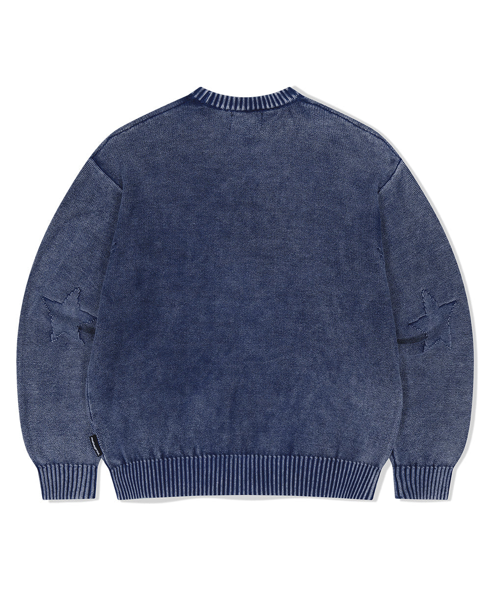 Mahagrid Pigment Flag Knit Sweater [Blue]