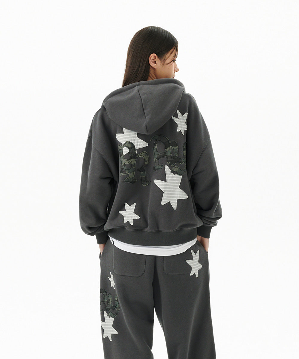Mahagrid Pray Applique Zip Up Hoodie