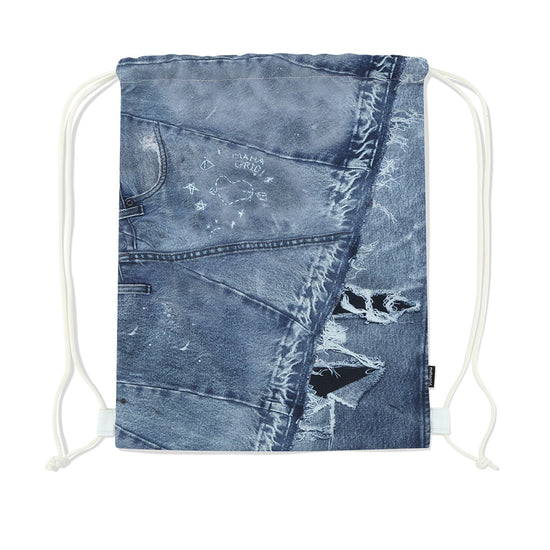 Mahagrid Denim Printed Gym Sack [Blue]