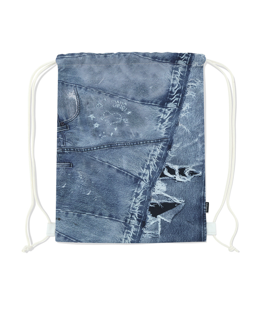 Mahagrid Denim Printed Gym Sack [Blue]