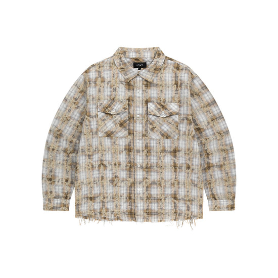 Mahagrid Bleached Raw-Cut Check Shirt