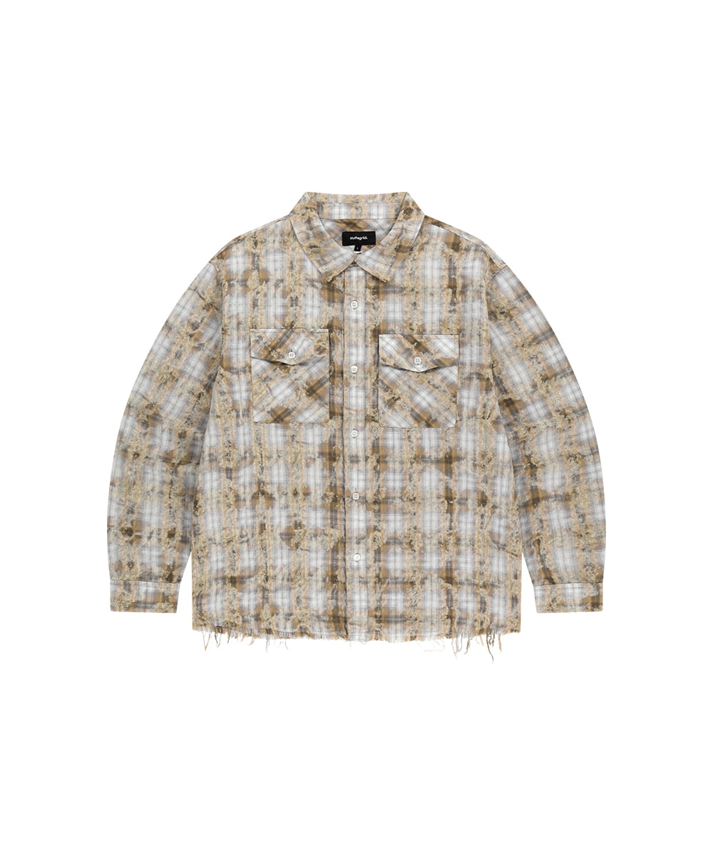 Mahagrid Bleached Raw-Cut Check Shirt