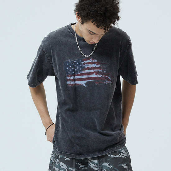 Mahagrid Washed Flag Tee Black