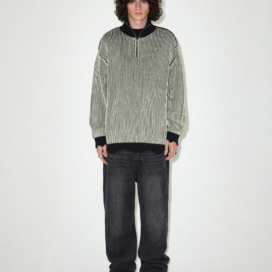 Mahagrid CUTTING CONTRAST HALF ZIP-UP KNIT