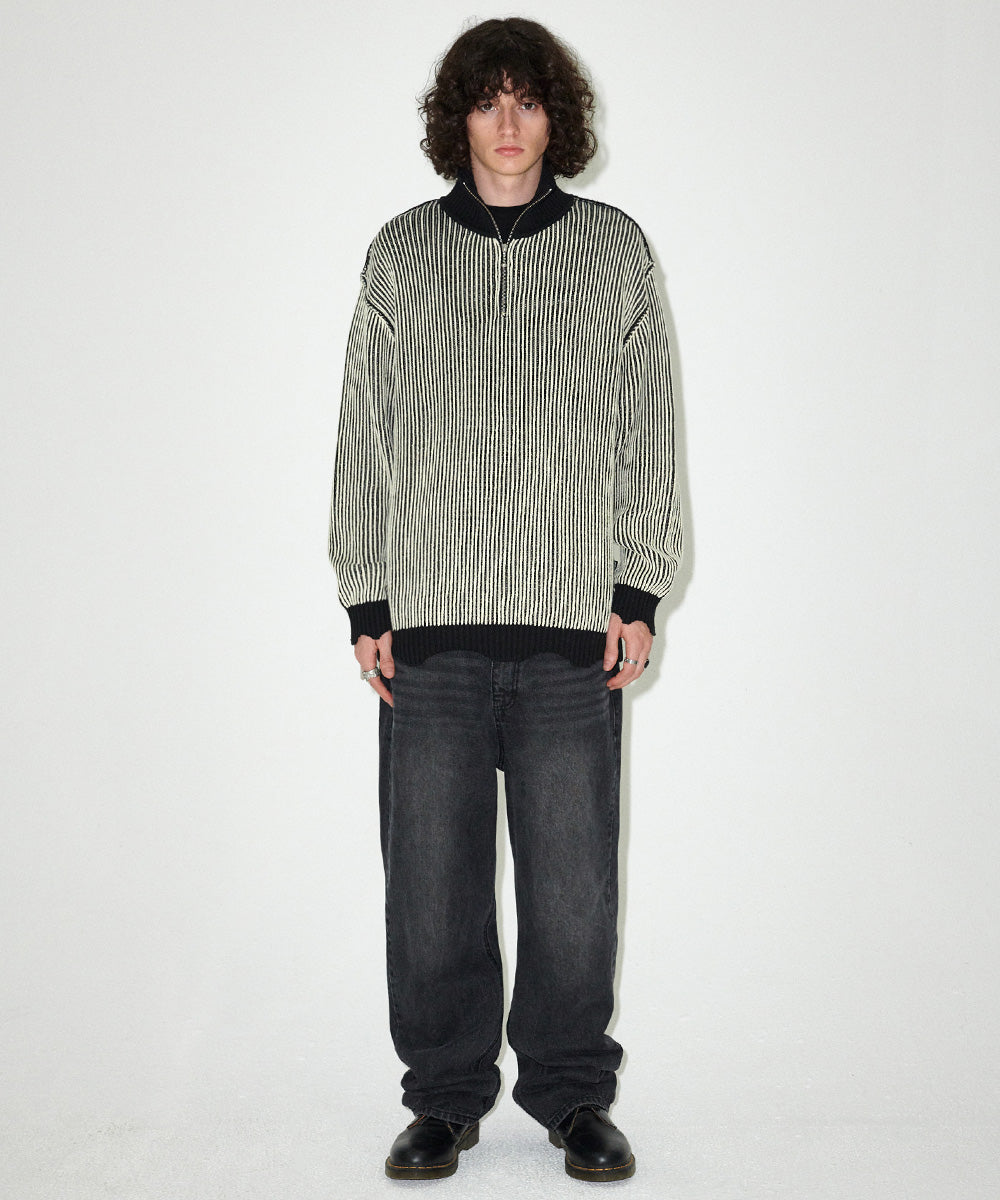 Mahagrid CUTTING CONTRAST HALF ZIP-UP KNIT