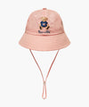 Marithé François Girbaud Kids Bear Embroidery Round Bucket Hat Light Blue