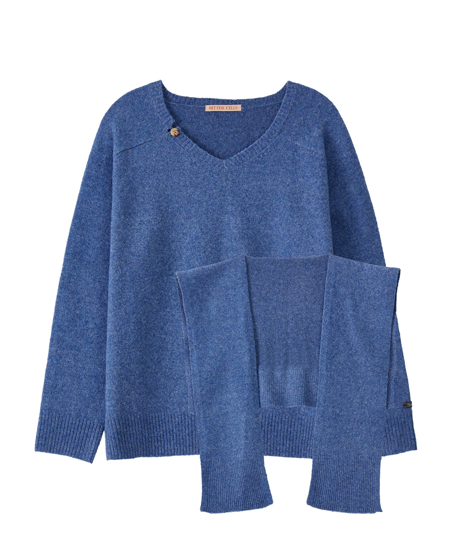 Bitter Cells [SET] Essential V Neck Knit & Shawl