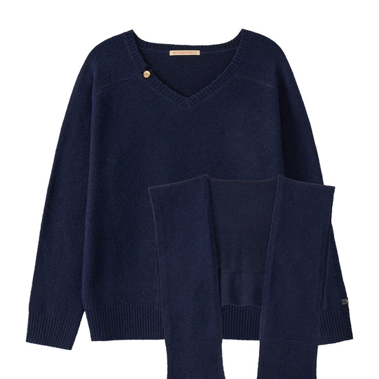 Bitter Cells [SET] Essential V Neck Knit & Shawl