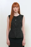 General Idea WOMAN Linen Classic Vest [BLACK]
