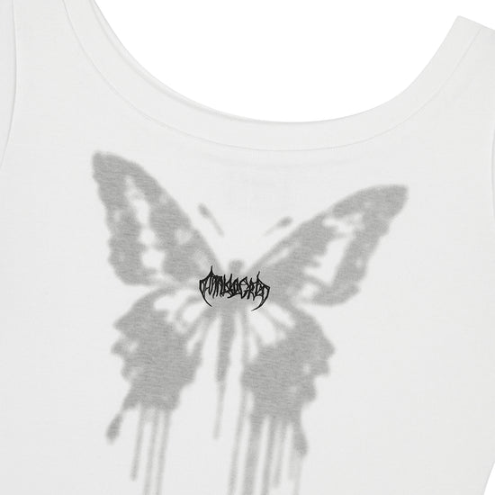 Mahagrid Butterfly Goth Wide Neck Crop Tee