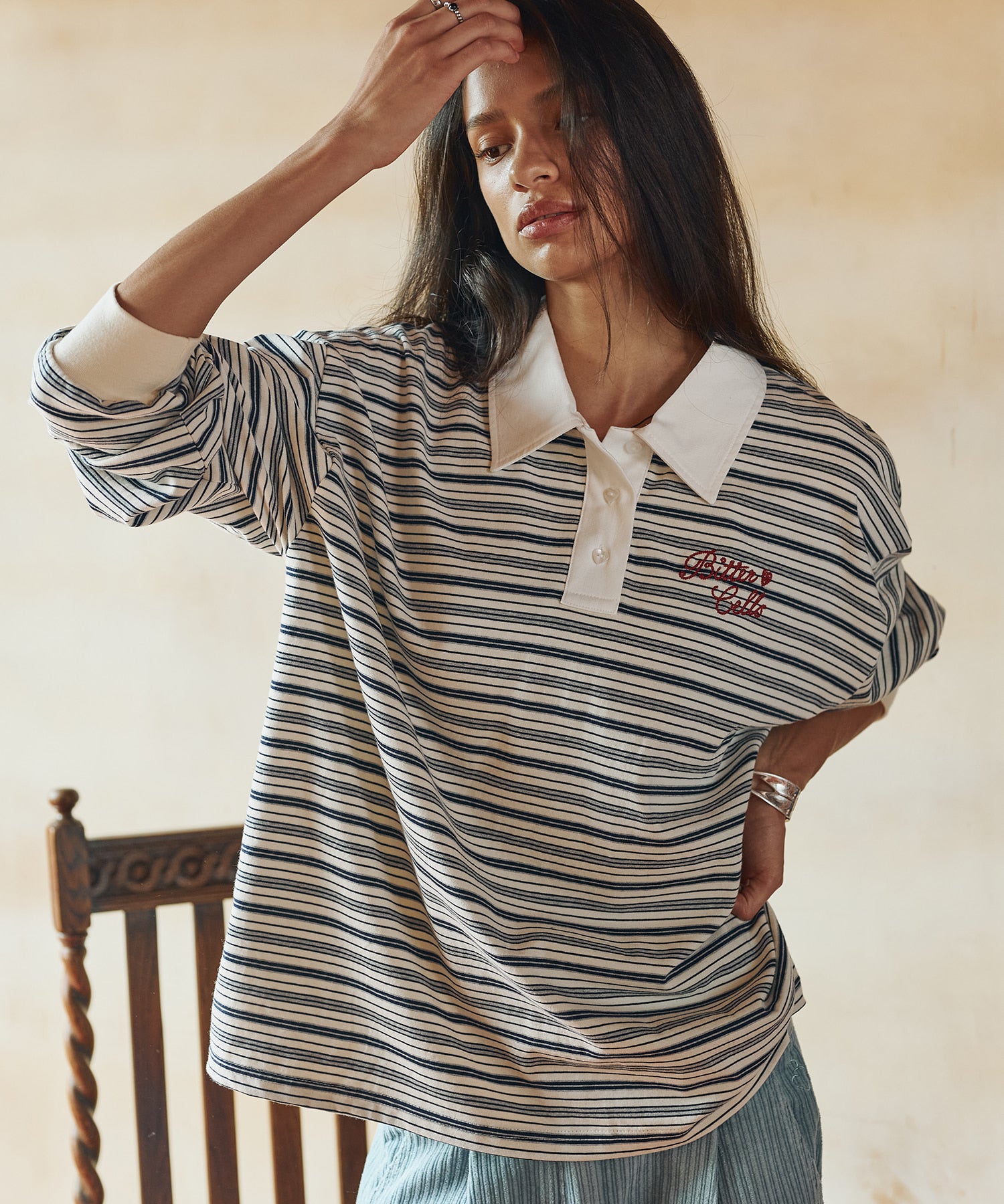 Bitter Cells Gemini Stripe Collar Tee