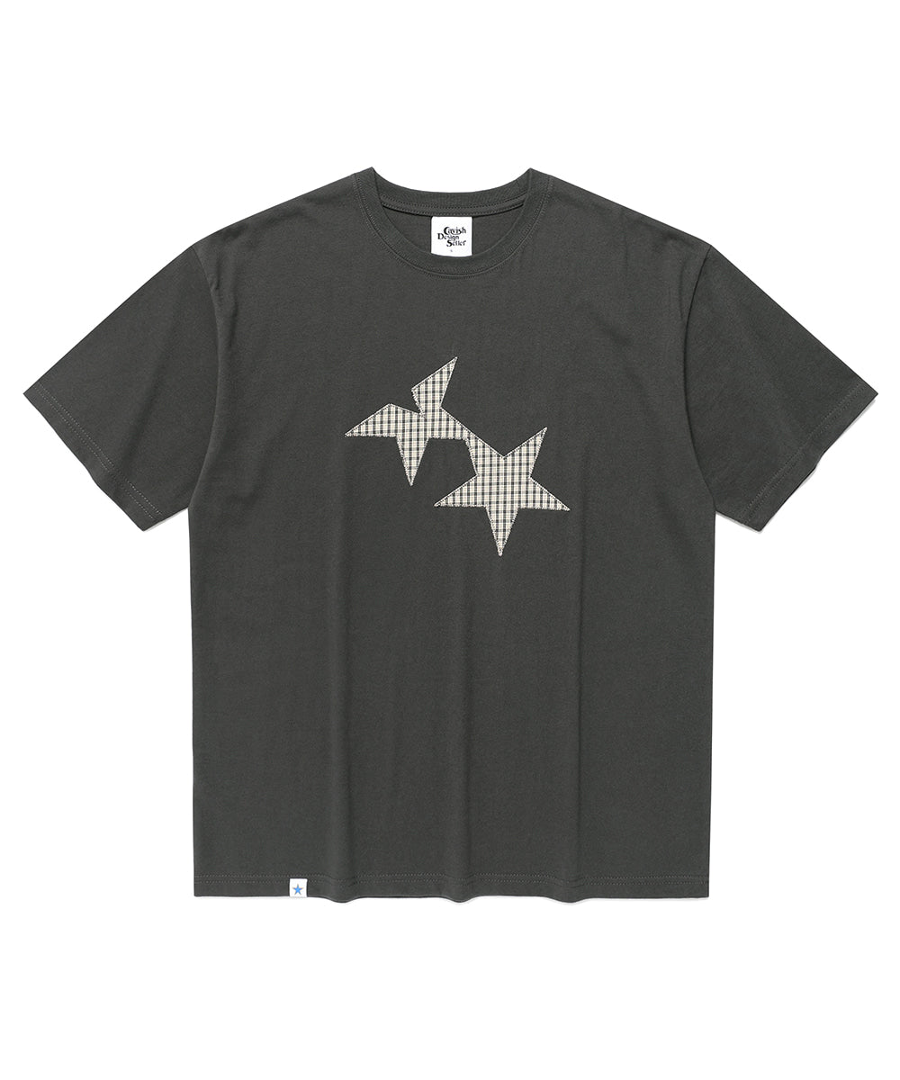 Cavish Twin Star Check Applique Short Sleeve Tee