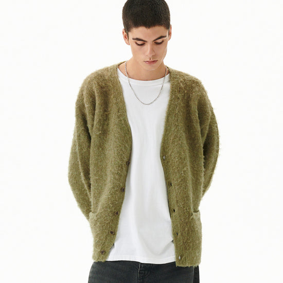 Mahagrid Mixed Hairy Knit Cardigan