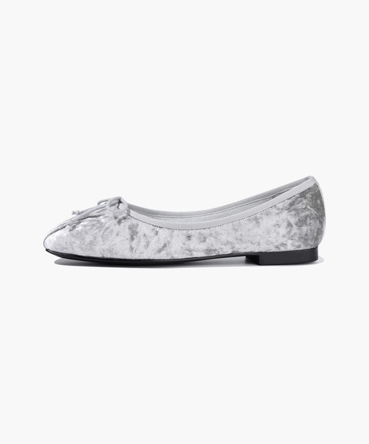 Marithé François Girbaud Women's Ballet Ribbon Velvet Flat Shoes Light Gray
