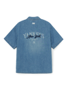 MLB Varsity Vintage Slub Short Sleeve Denim Work Shirt